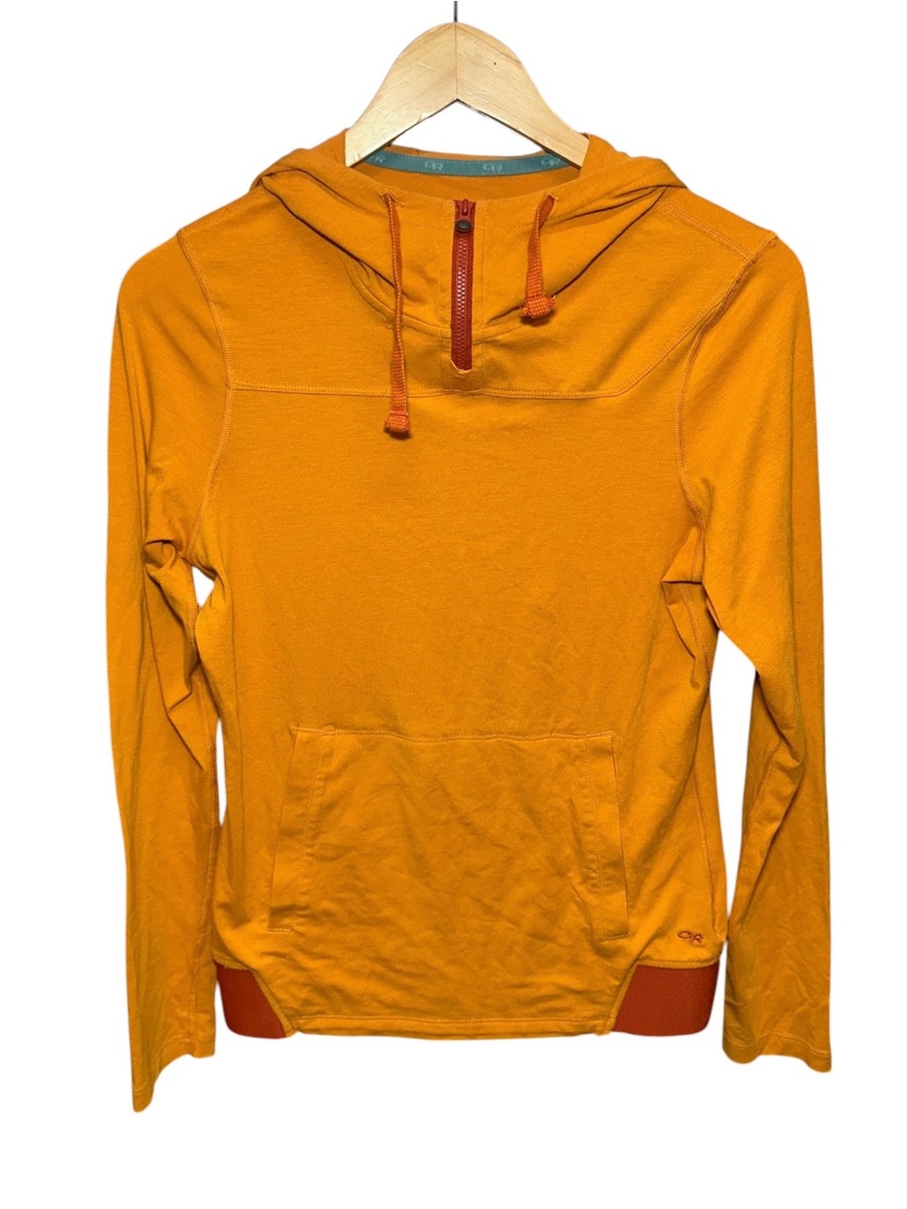 Outdoor Research Red Rock Hoodie Women Size XS  Orange 1/4 Zip Pullover Hiking